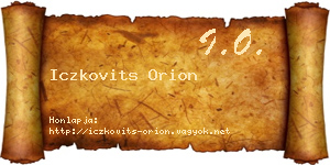 Iczkovits Orion névjegykártya